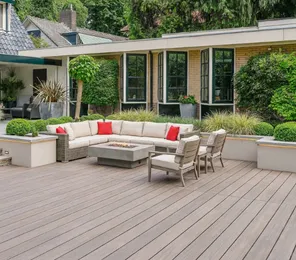 Outdoor living deck remodeling project in Los Angeles with modern patio and backyard design